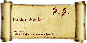Hutka Jenő névjegykártya